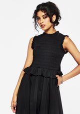 Veronica Cotton Smocked Bodice Bow Detail Midi Dress