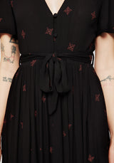 Sublime Witches Knot Embroidered Button Up Midi Dress