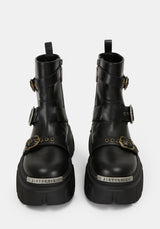 Grunora Buckled Leather Biker Boots UK 6