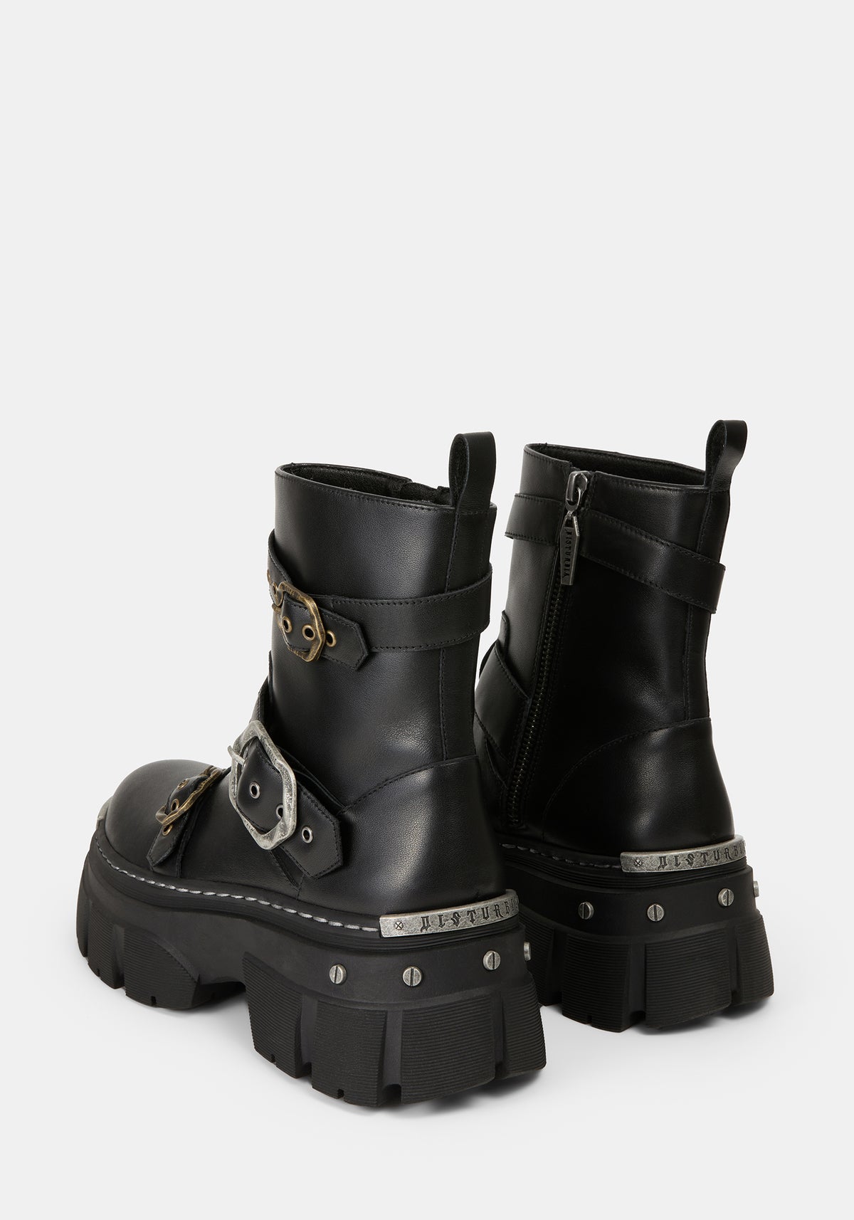 Grunora Buckled Leather Biker Boots UK 6