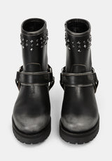 Devlin Leather Studded Biker Boot UK6