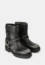 Devlin Leather Studded Biker Boot UK6