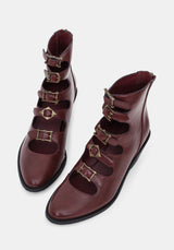 Bridget Buckled Boots - Burgundy