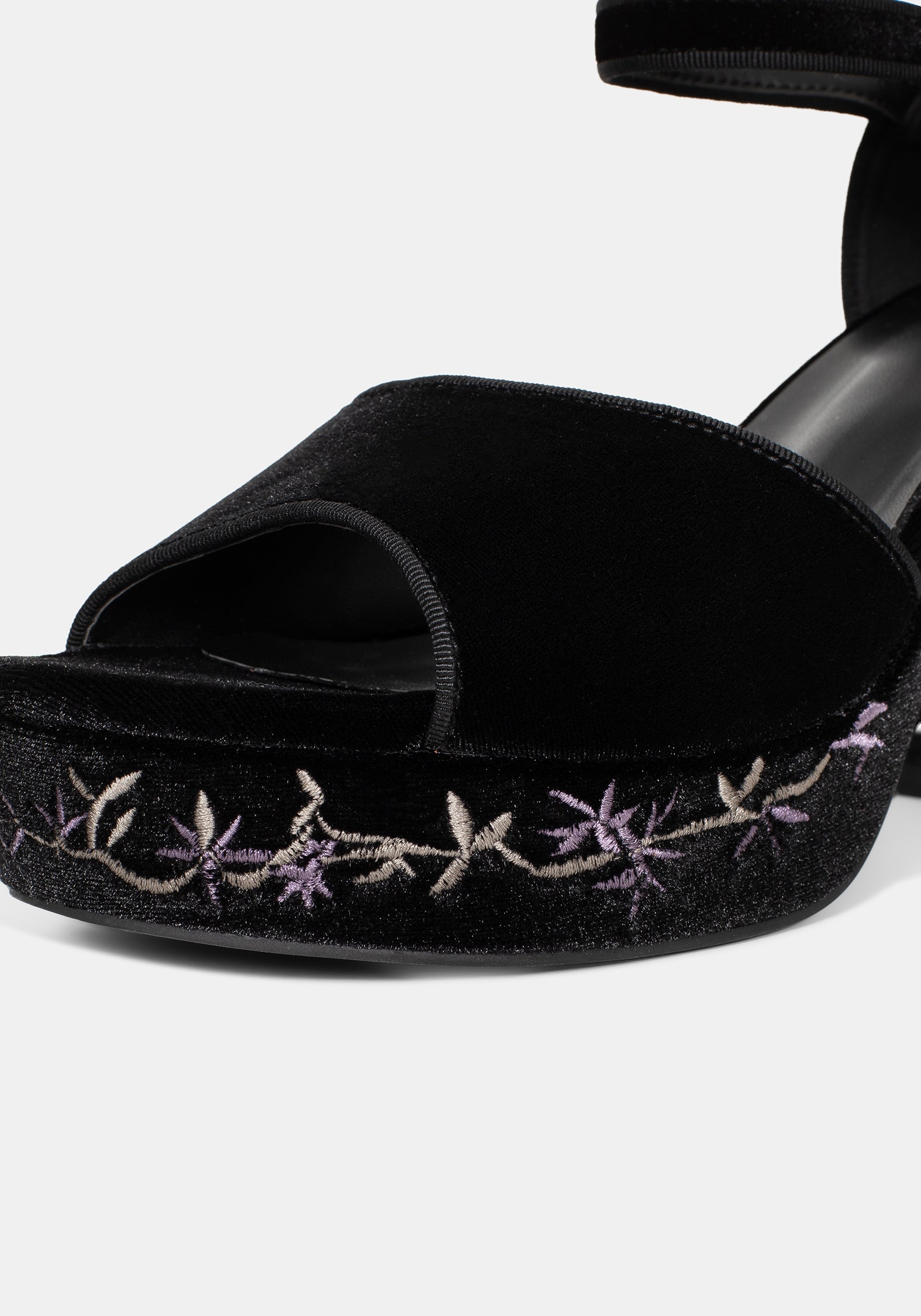 Selene Velvet Embroidered Platform Heels