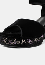 Selene Velvet Embroidered Platform Heels