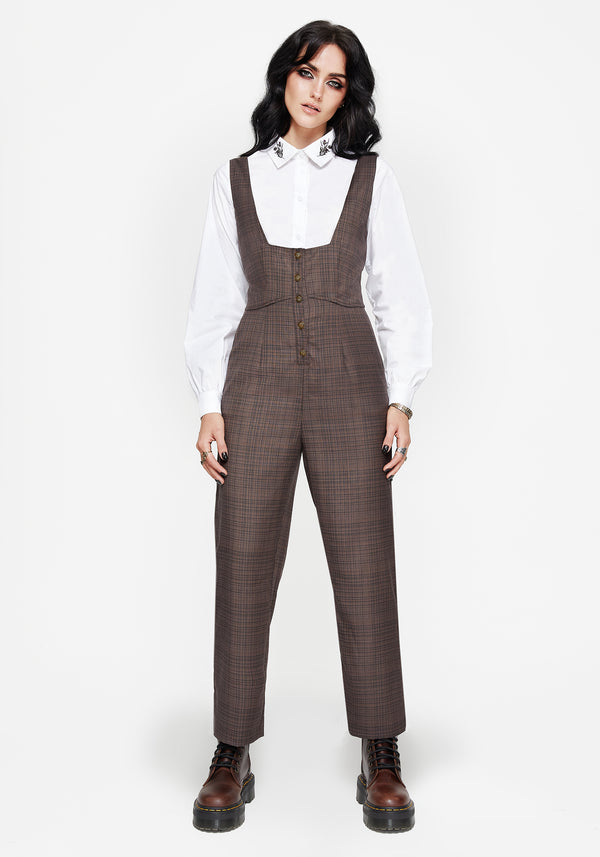 Lamya Check Tailored Straight Leg Suspender Trouser