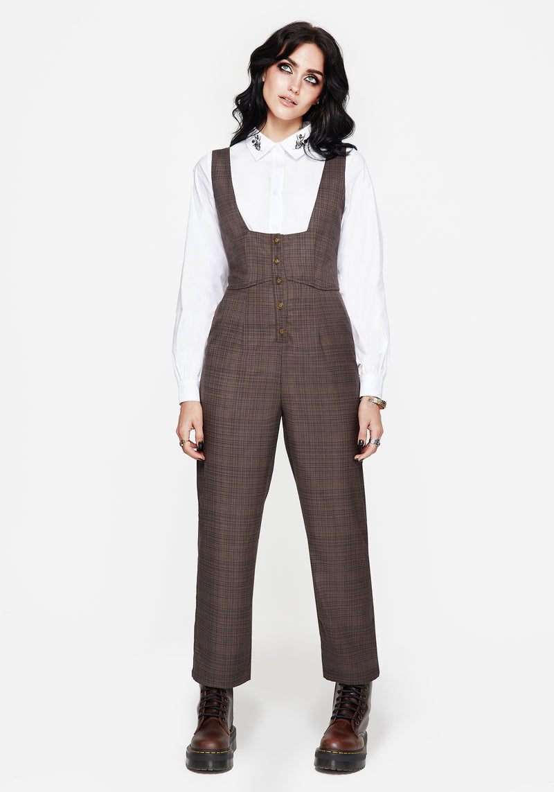 Lamya Check Tailored Straight Leg Suspender Trouser