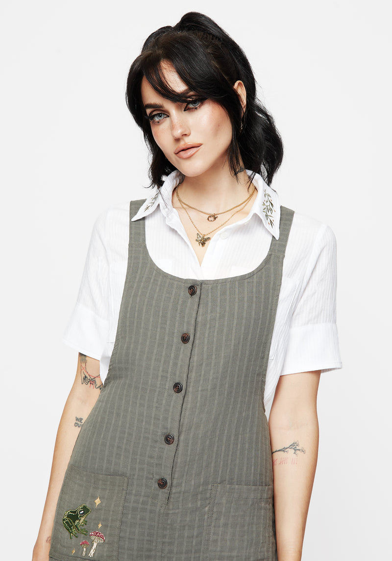 Koax Cotton Check Embroidered Button Up Shirt