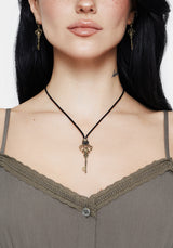 Genesta Skull Key Cord Necklace