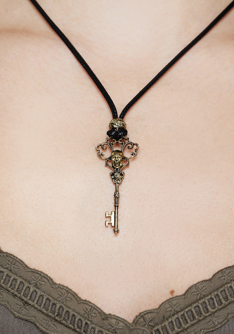 Genesta Skull Key Cord Necklace