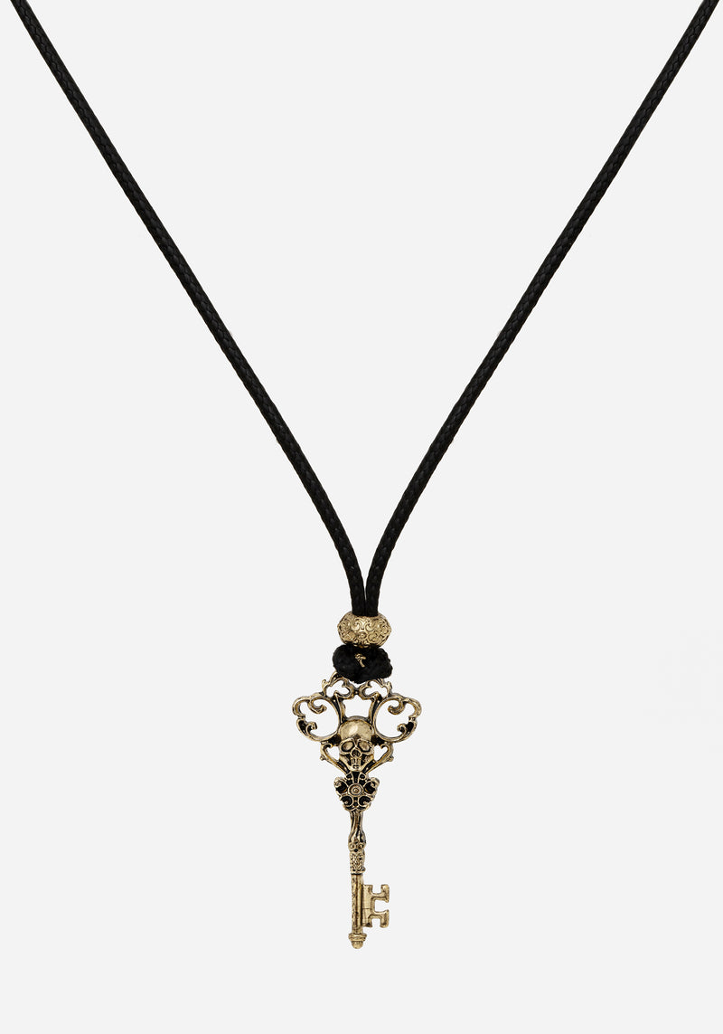 Genesta Skull Key Cord Necklace