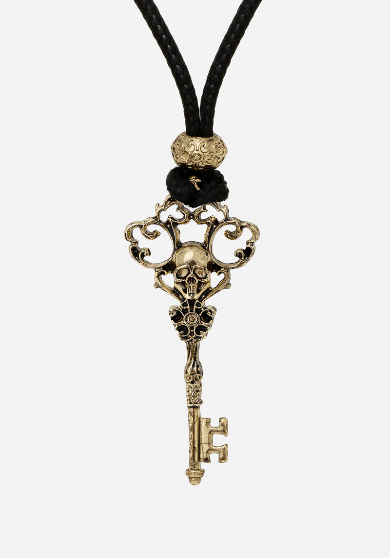 Genesta Skull Key Cord Necklace