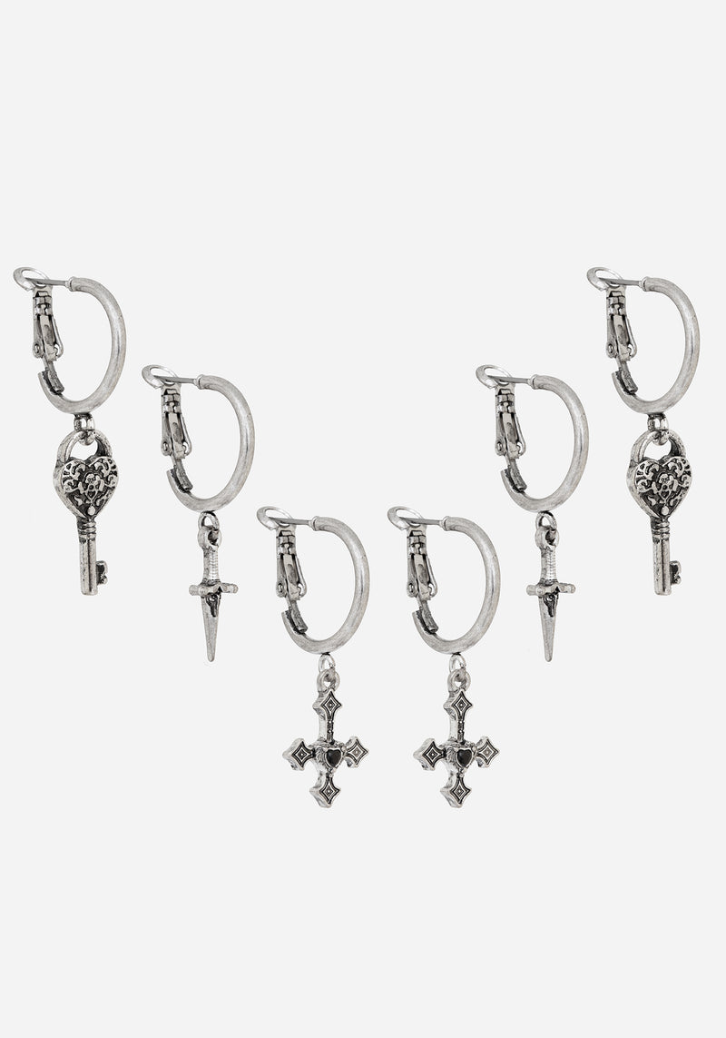 Eilir Twisted Vintage Charm Hoops Set