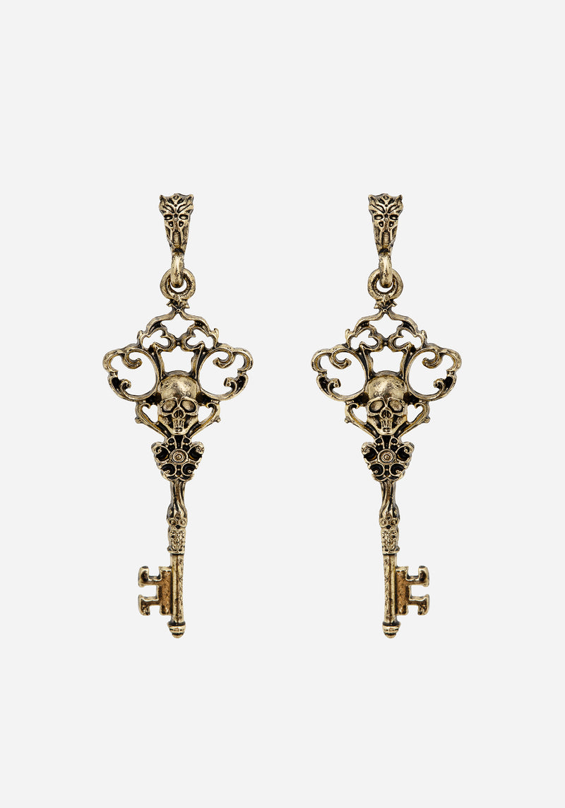 Genesta Skull Key Earrings
