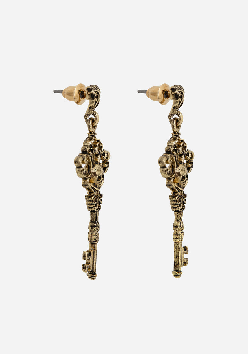 Genesta Skull Key Earrings