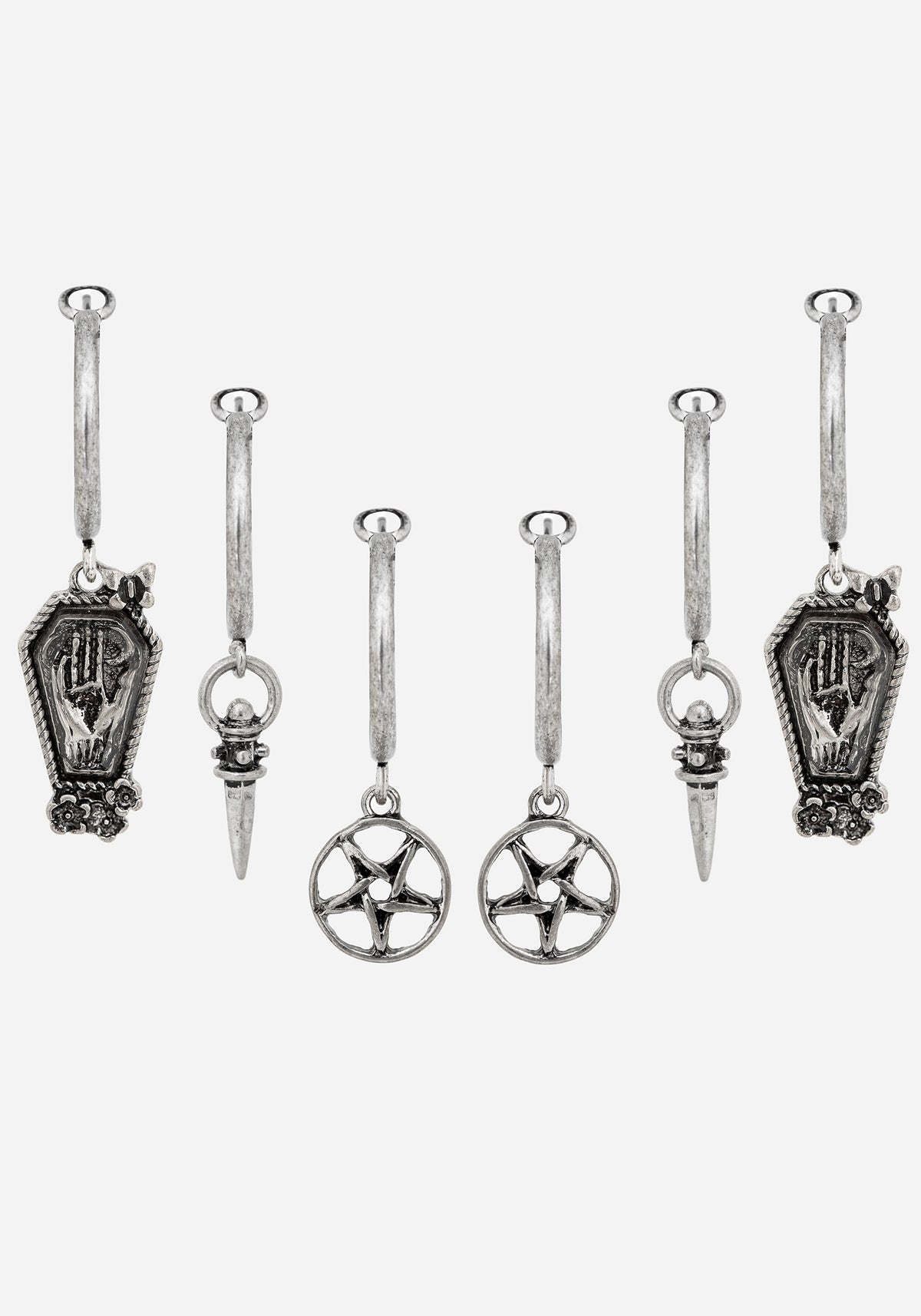 Arbor Coffin Charm Hoop Earrings Set
