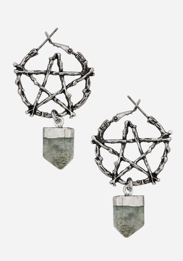 Lauma Pentagram Labradorite Hoop Earrings