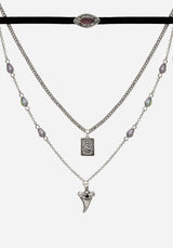 Shark Tooth Black Pearl Layered Necklace