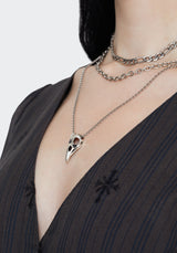 Corvus Bird Skull Layered Necklace