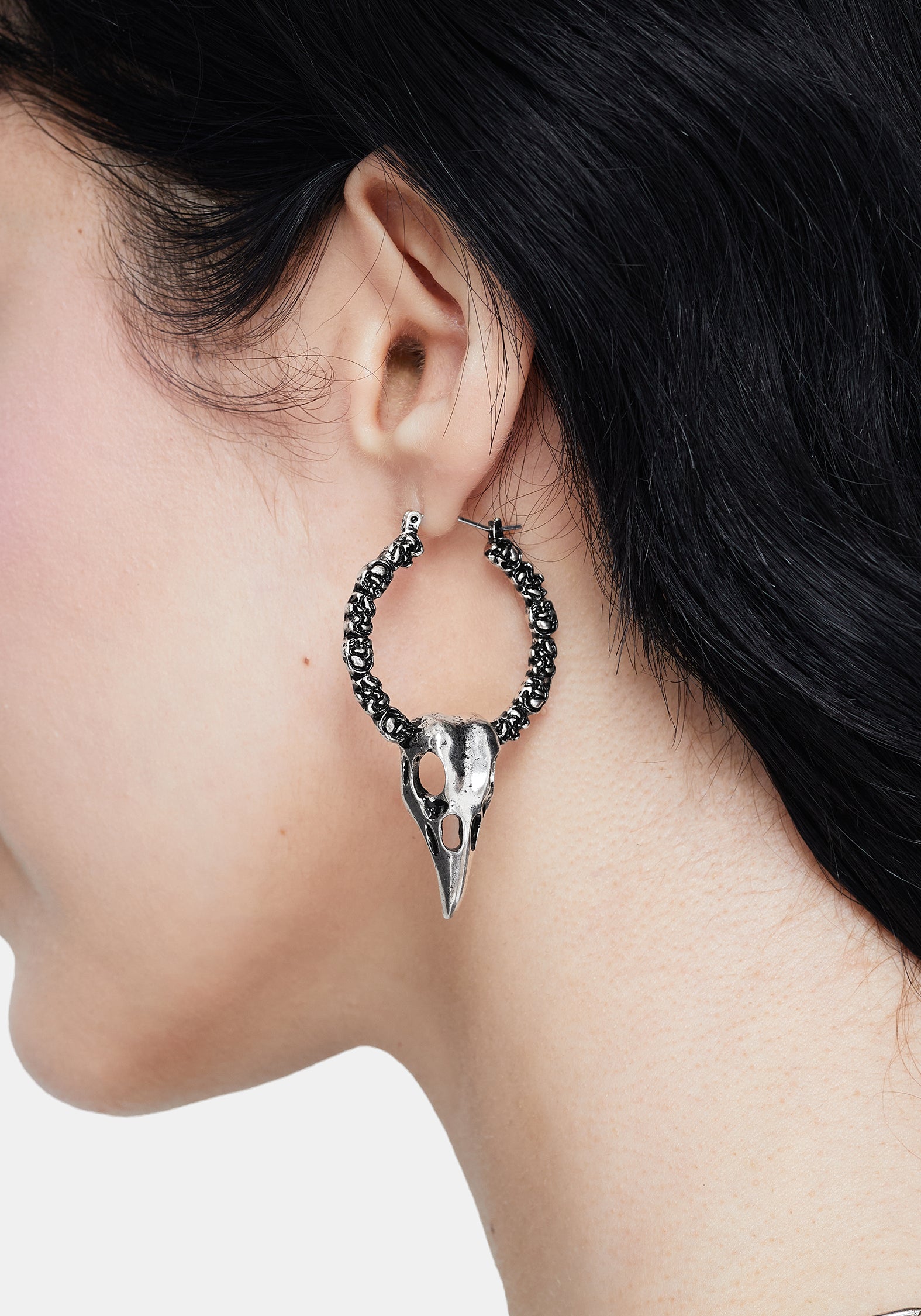 Corvus Bird Skull Hoops