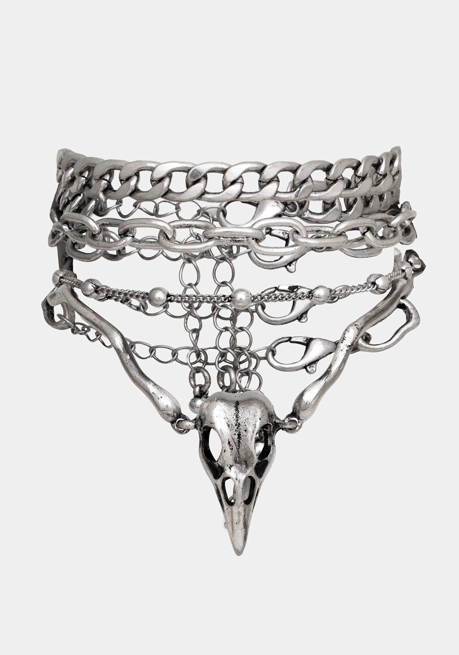 Corvus Bird Skull Bracelet Set