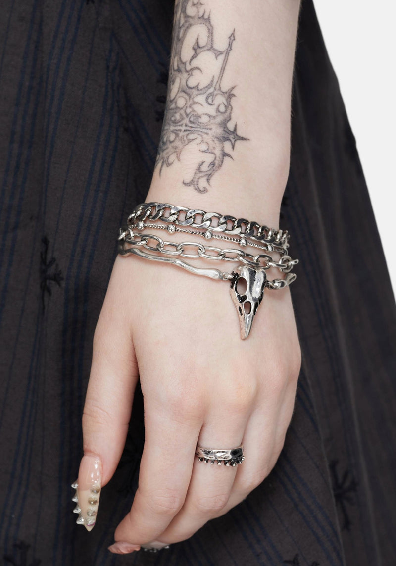 Corvus Bird Skull Bracelet Set