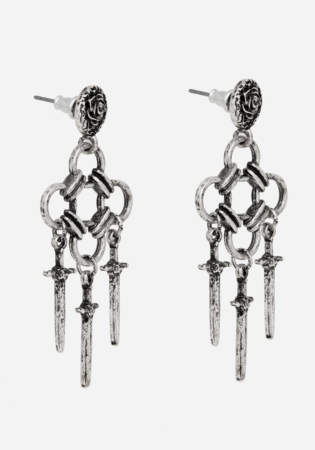 Vanthrax Chainmail Sword Drop Earrings
