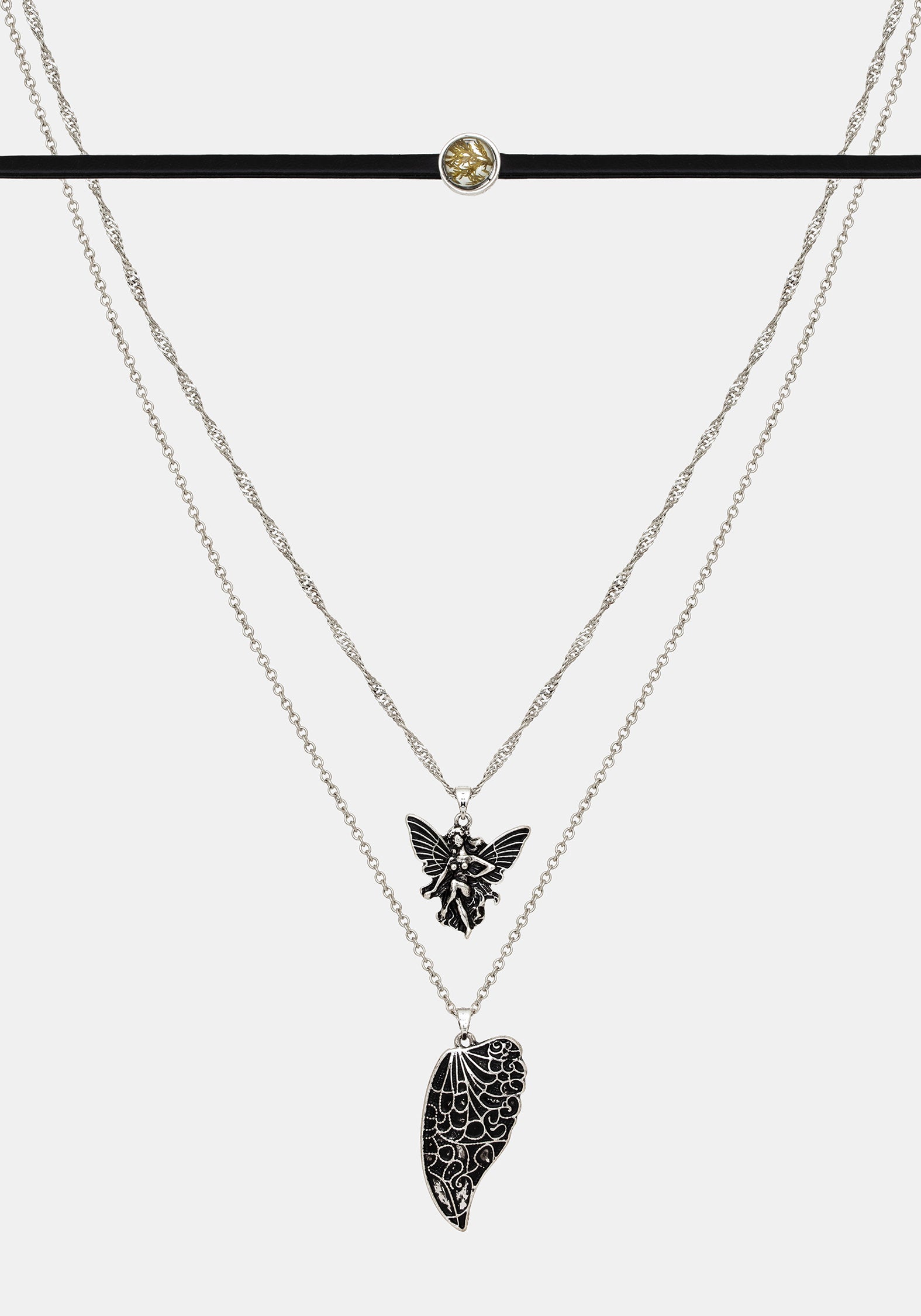 Sylvaine Fairy Trapped Flower Layered Necklace