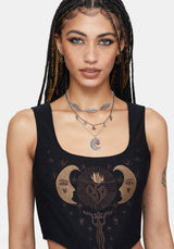 Abellona Moon Fern Layered Charm Necklace