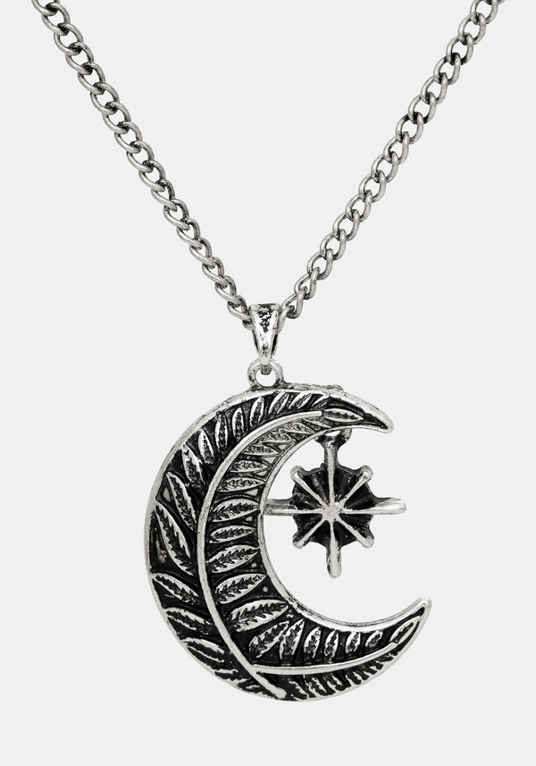 Abellona Moon Fern Layered Charm Necklace