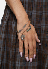 Abellona Moon Fern Layered Charm Bracelet