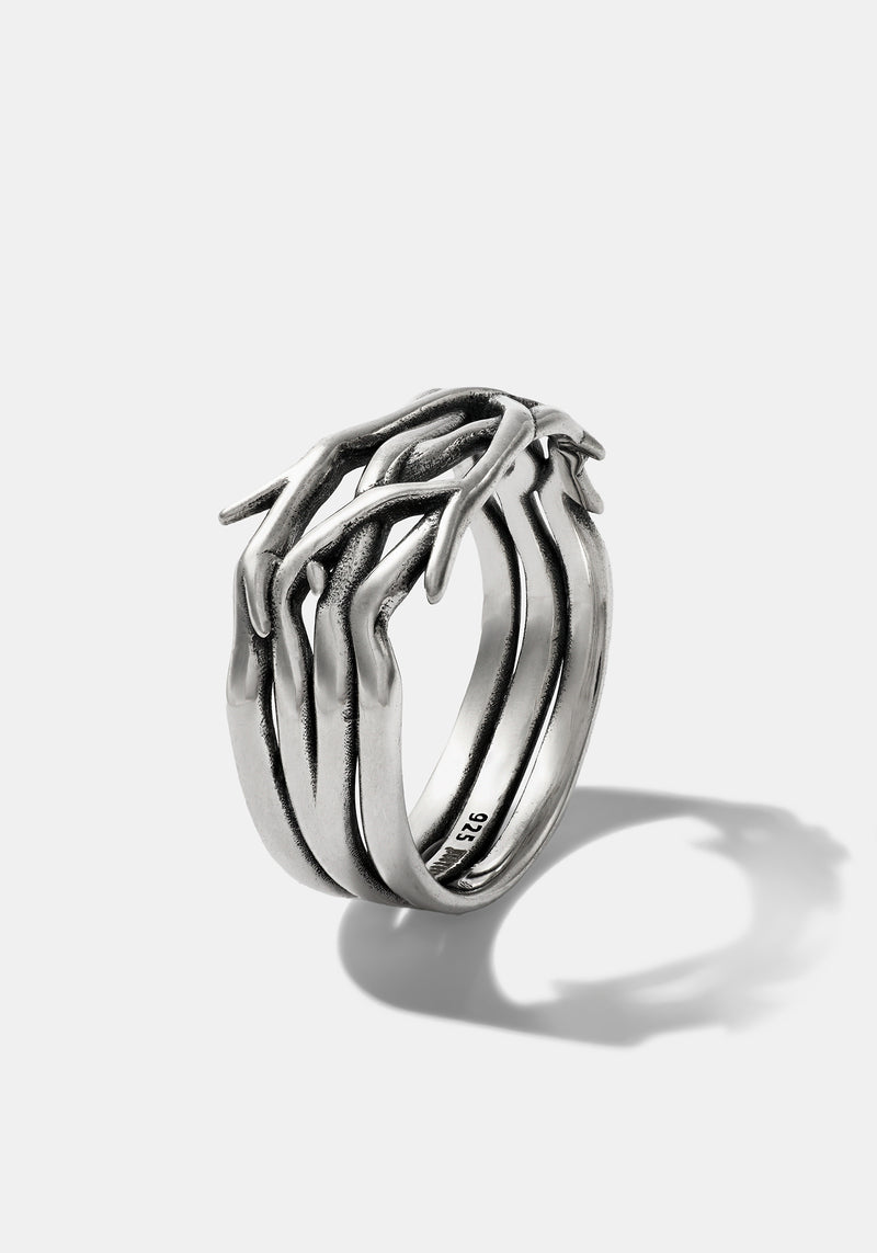 Rosethorn Sterling Silver Band - 9mm