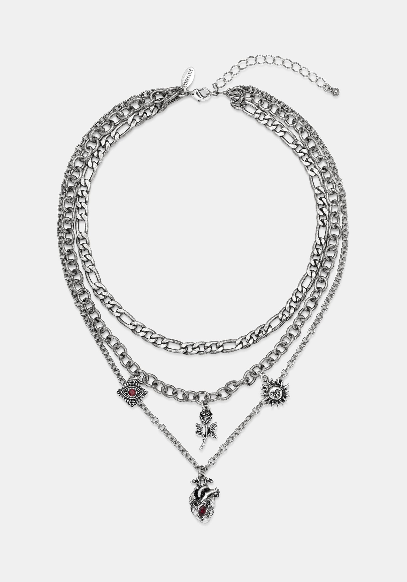 Corium and Anatomical Chain Layered Heart Necklace