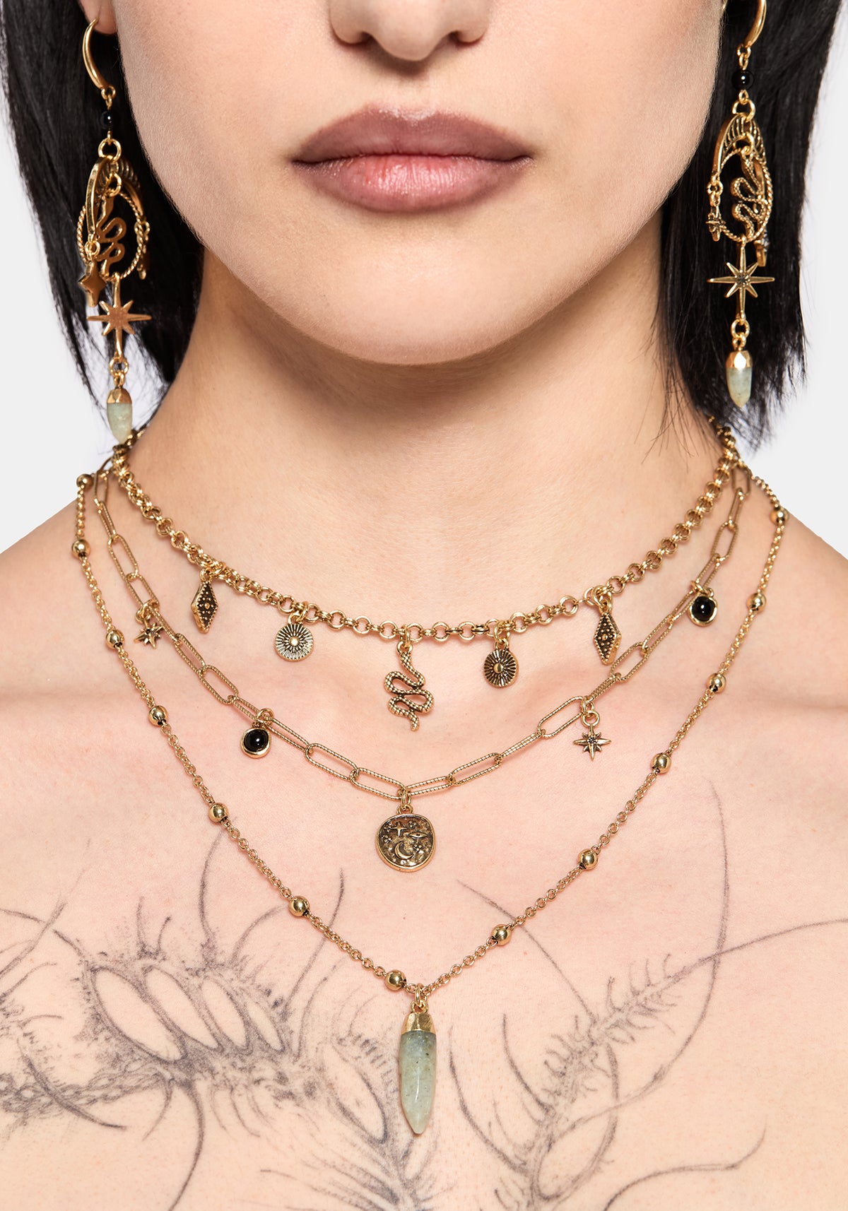Alexen Snake Disc Layered Necklace