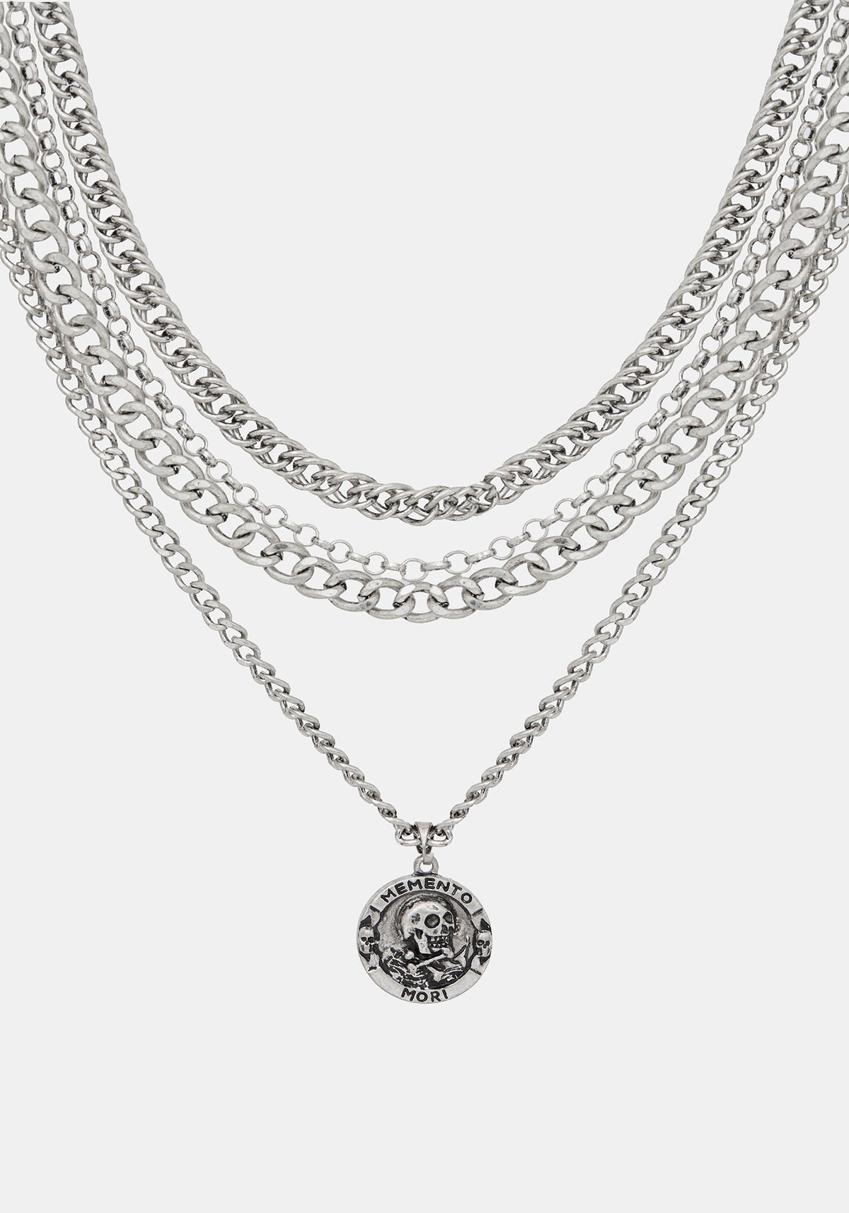 Memento Mori Layered Chain Necklace