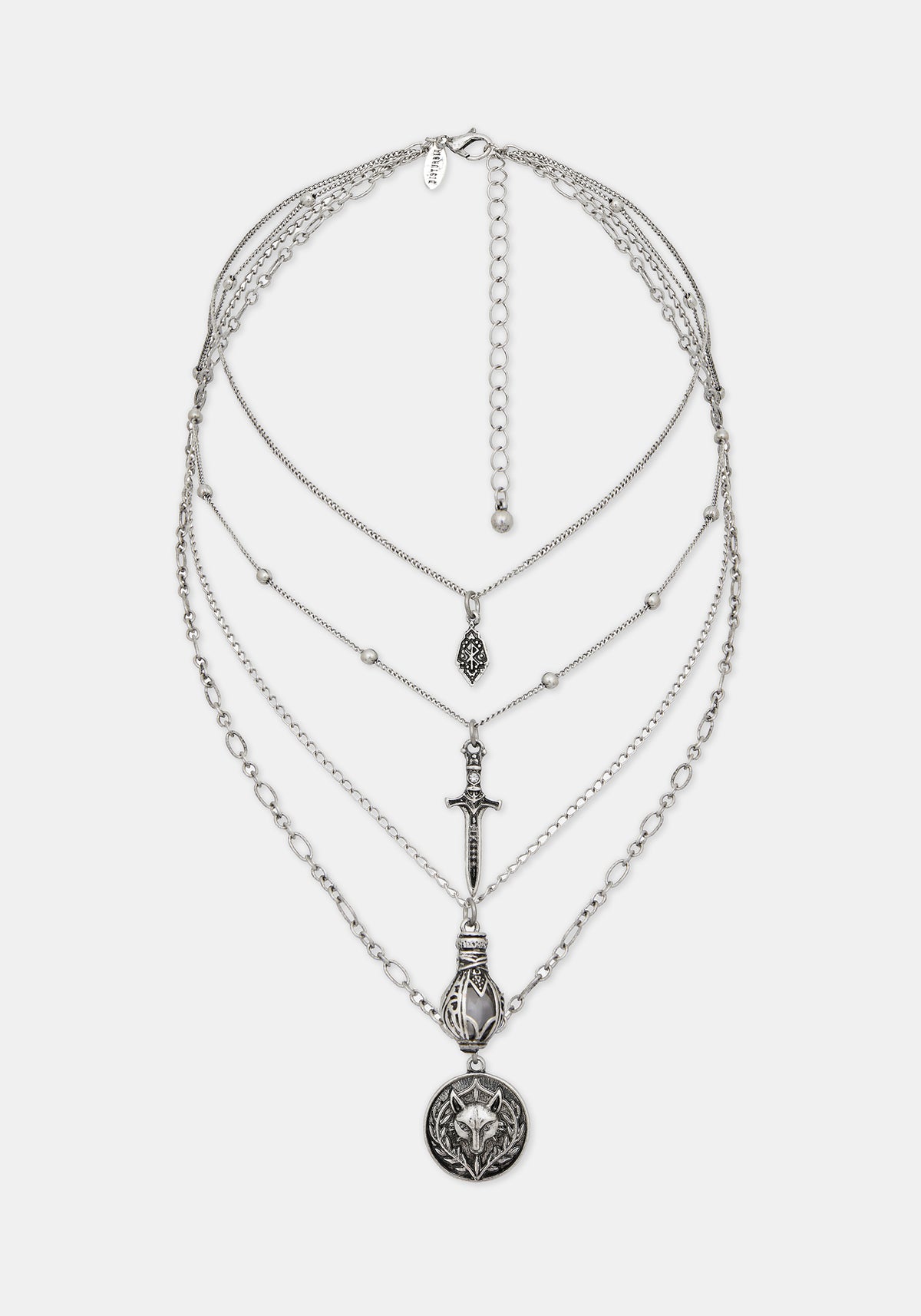 Disturbia x The Witcher Layered Wolf Dagger Necklace