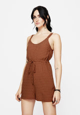 Soleil Cotton-Blend Check Cami Playsuit