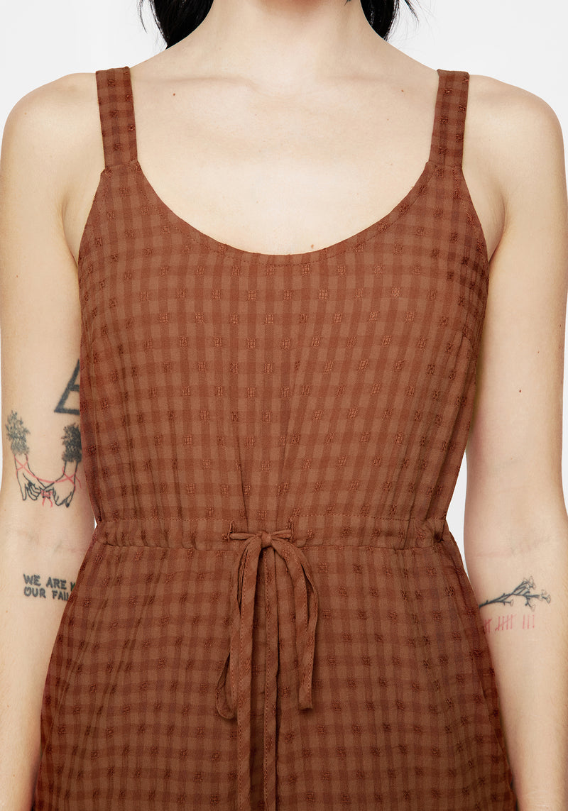 Soleil Cotton-Blend Check Cami Playsuit