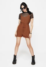 Soleil Cotton-Blend Check Cami Playsuit