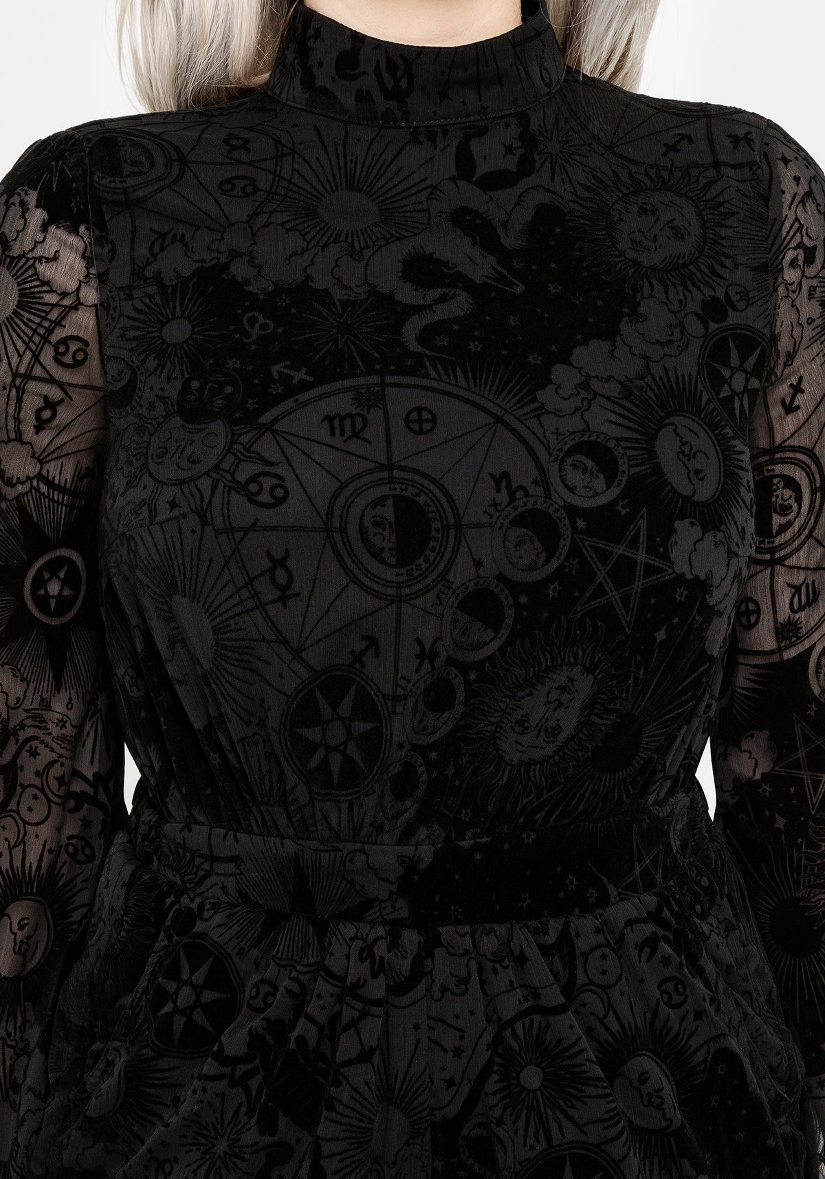 Ecliptic Flocked Chiffon High Neck Playsuit UK 6