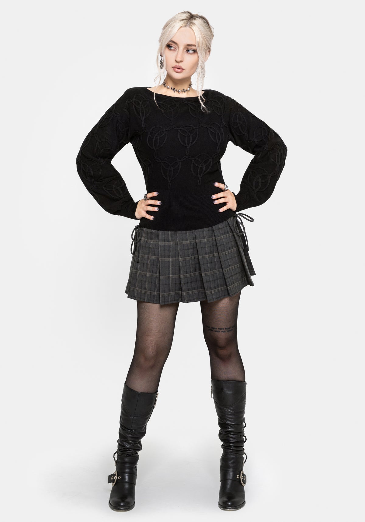 Covet Cotton-Blend Witches Knot Cable Knit Jumper - Black