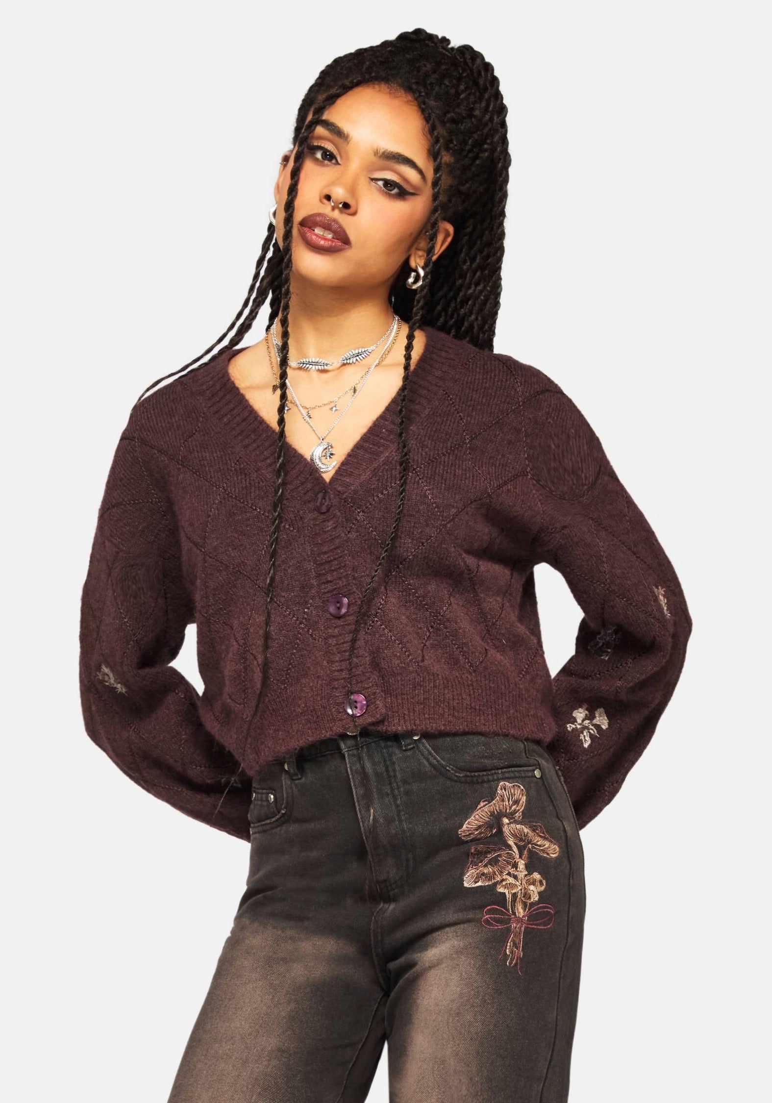 Maya Tile Embroidered Knit Cardigan