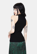 Apollo Snake Brooch Cut Out Detail Sleeveless Knit Top