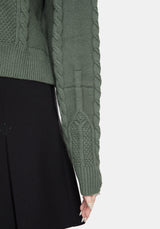 Noir Cotton Gothic Arch Cropped Cable Knit Jumper