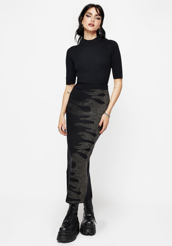 Kenna Flame Lurex Knit Maxi Skirt
