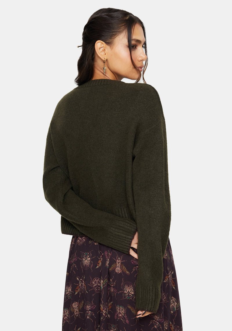 Eclipsia Floral Embroidered Cropped Knit Jumper