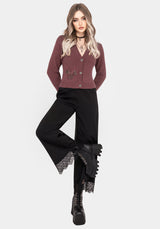 Dana Floral Moth Embroidered Cardigan - Purple