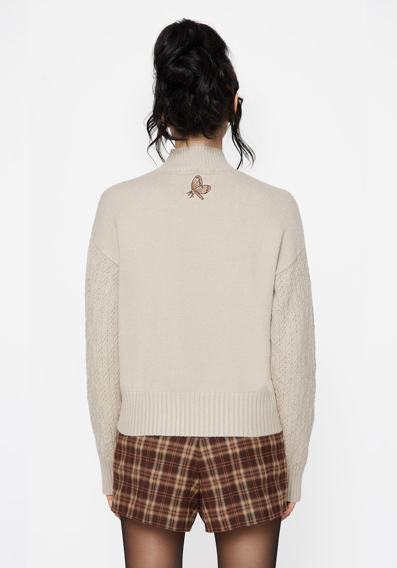 Enya Acorn Embroidered Cable Knit Jumper