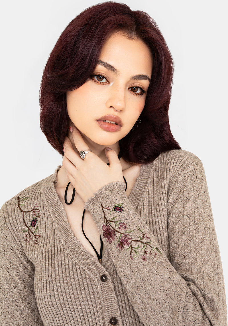 Tantra Floral Beetle Embroidered Cardigan