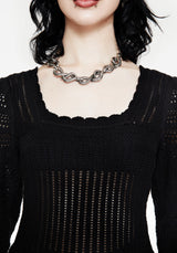 Danica Ladder Stitch Square Neck Knit Top